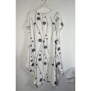 Yipinyichu Womens Summer Short Sleeve Loose Dress XL White Black Baggy Pockets